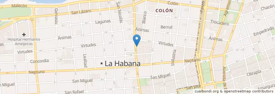 Mapa de ubicacion de cafe tilin en کوبا, La Habana, Centro Habana.