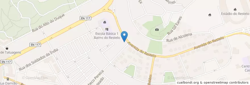Mapa de ubicacion de Embaixada de Cabo Verde en ポルトガル, Área Metropolitana De Lisboa, Lisboa, Grande Lisboa, リスボン, Belém.