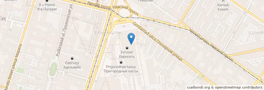 Mapa de ubicacion de Gurmani en ロシア, 北西連邦管区, レニングラード州, サンクト ペテルブルク, Центральный Район, Округ Лиговка-Ямская.