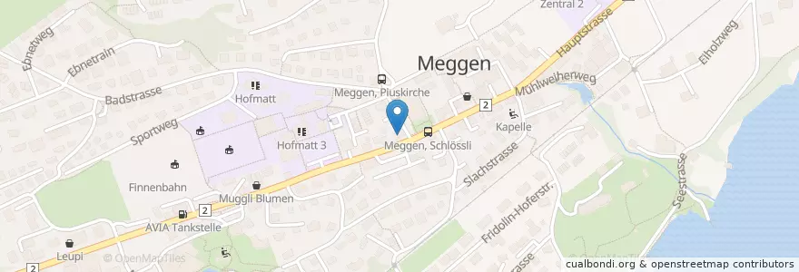 Mapa de ubicacion de Raiffeisenbank Adligenswil-Udligenswil-Meggen en Schweiz/Suisse/Svizzera/Svizra, Luzern, Meggen.