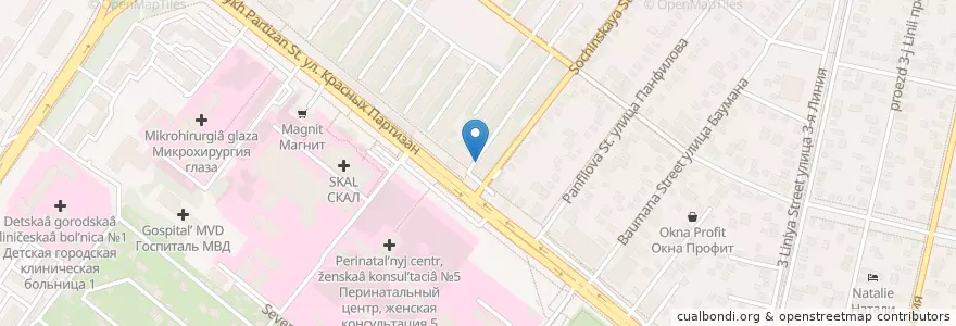 Mapa de ubicacion de Первомайский en Rusia, Южный Федеральный Округ, Краснодарский Край, Городской Округ Краснодар.