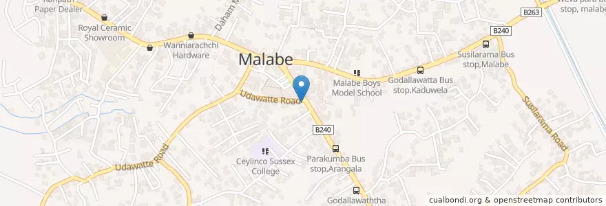 Mapa de ubicacion de Sampath Bank Malabe en Sri Lanka, බස්නාහිර පළාත, කොළඹ දිස්ත්‍රික්කය.