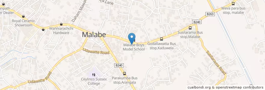 Mapa de ubicacion de H N B Malabe en ශ්‍රී ලංකාව இலங்கை, බස්නාහිර පළාත, කොළඹ දිස්ත්‍රික්කය.