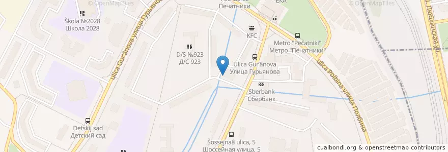 Mapa de ubicacion de Чинук en Russia, Distretto Federale Centrale, Москва, Юго-Восточный Административный Округ, Район Печатники.