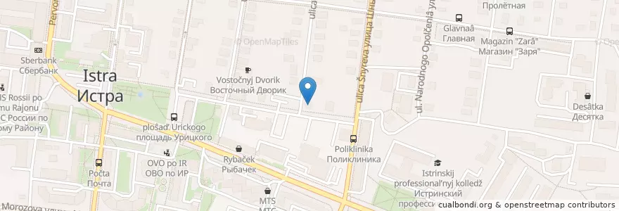 Mapa de ubicacion de Додо Пицца en روسيا, Центральный Федеральный Округ, محافظة موسكو, Городской Округ Истра.