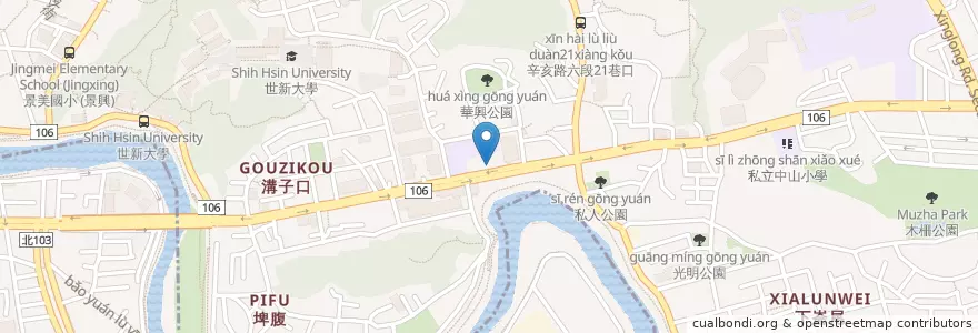 Mapa de ubicacion de 玉函中醫 en تايوان, تايبيه الجديدة, تايبيه, 文山區.