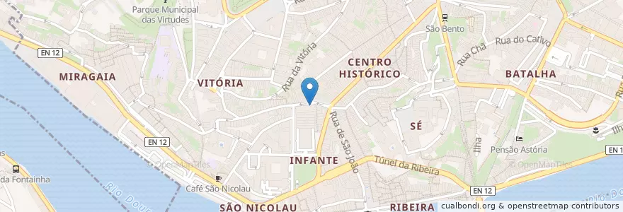 Mapa de ubicacion de DOP en 포르투갈, 노르트 지방, 포르투, Área Metropolitana Do Porto, Porto, Vila Nova De Gaia, Cedofeita, Santo Ildefonso, Sé, Miragaia, São Nicolau E Vitória.