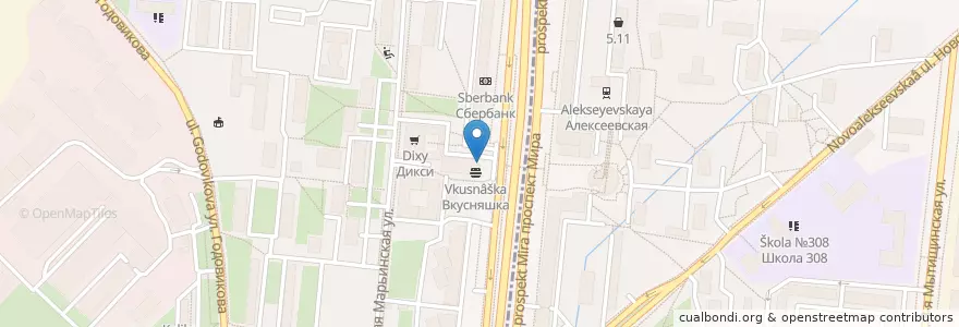 Mapa de ubicacion de Донёр Кинг en Russia, Distretto Federale Centrale, Москва, Северо-Восточный Административный Округ, Останкинский Район.