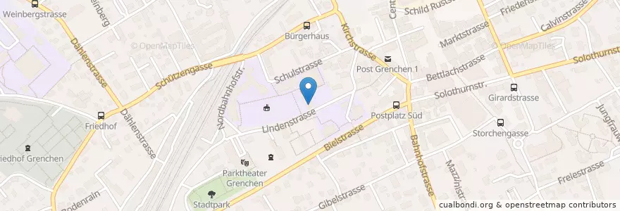 Mapa de ubicacion de Stadtbibliothek en Schweiz, Solothurn, Amtei Solothurn-Lebern, Bezirk Lebern, Grenchen.