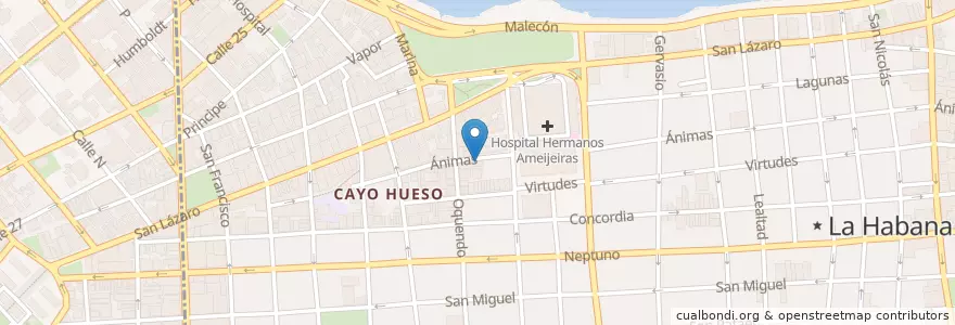 Mapa de ubicacion de Hospital Amejeiras / Medicina Nuclear en Cuba, La Habana, Centro Habana.