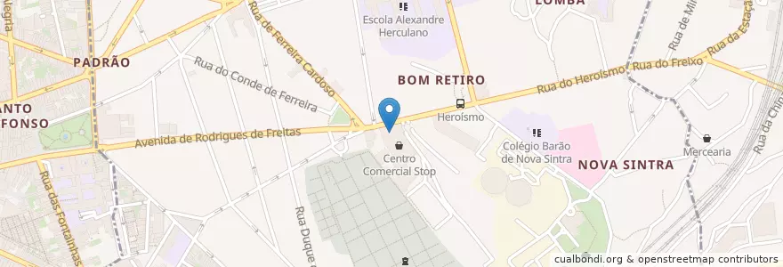 Mapa de ubicacion de Rádio Manobras en 포르투갈, 노르트 지방, Área Metropolitana Do Porto, 포르투, Porto, Bonfim.