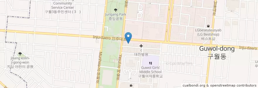 Mapa de ubicacion de 서울GH하지외과 en 大韓民国, 仁川広域市, 南洞区, 구월동.