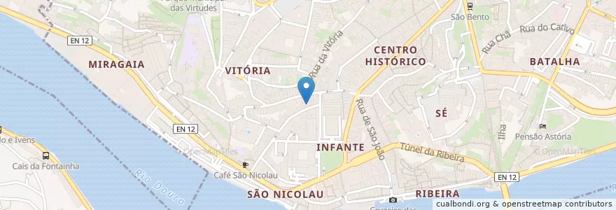 Mapa de ubicacion de Gion en ポルトガル, ノルテ, Porto, Área Metropolitana Do Porto, Porto, Vila Nova De Gaia, Cedofeita, Santo Ildefonso, Sé, Miragaia, São Nicolau E Vitória.