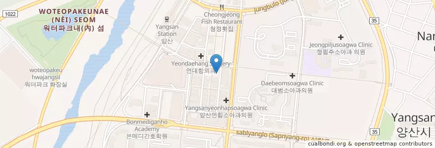 Mapa de ubicacion de 우럭만 en Corée Du Sud, Gyeongsang Du Sud, 양산시.