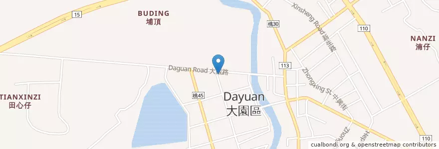 Mapa de ubicacion de 台北永和豆漿大王 en Тайвань, Таоюань, 大園區.