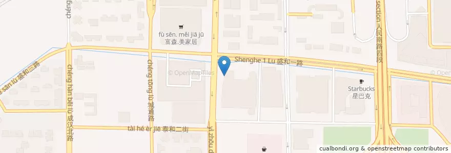 Mapa de ubicacion de Starbucks en China, Sichuan, 成都市, 武侯区 (Wuhou), 高新南区 (Hi-Tech South Zone), 桂溪街道.