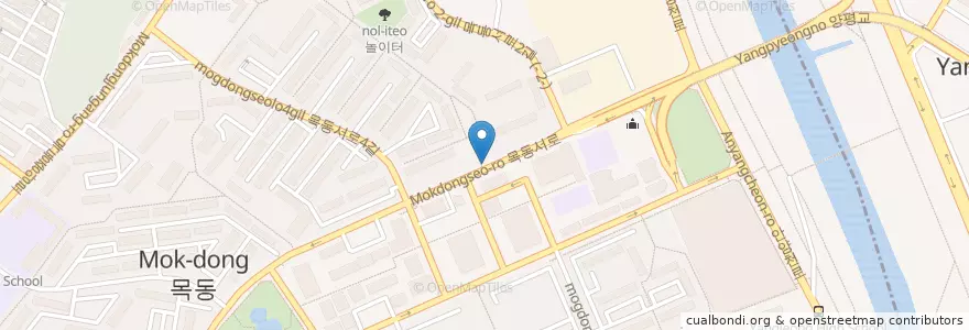 Mapa de ubicacion de 755. 목동1단지아파트 상가 앞 (월촌중학교 버스정류소 옆) en Zuid-Korea, Seoel, 양천구, 목5동, 양평동.