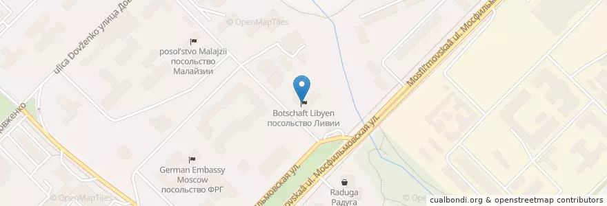 Mapa de ubicacion de Посольство Ливии en Rusland, Centraal Federaal District, Moskou, Западный Административный Округ, Район Раменки.