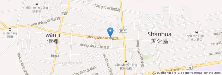Mapa de ubicacion de 中油直營善化站 en 臺灣, 臺南市, 善化區.