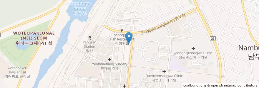 Mapa de ubicacion de 비타민약국 en 대한민국, 경상남도, 양산시.