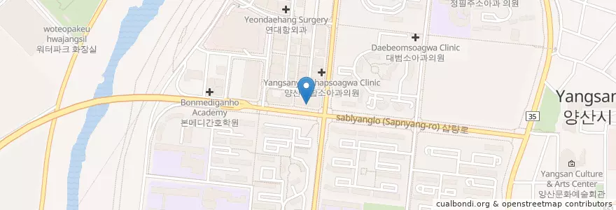 Mapa de ubicacion de BNK부산은행 en كوريا الجنوبية, 경상남도, 양산시.