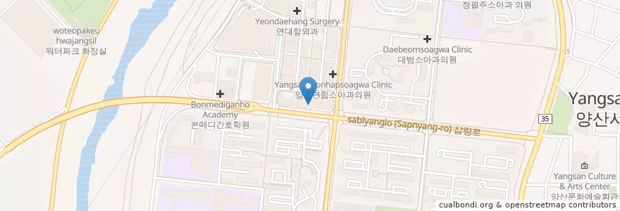 Mapa de ubicacion de KB 국민은행 en Südkorea, Gyeongsangnam-Do, 양산시.