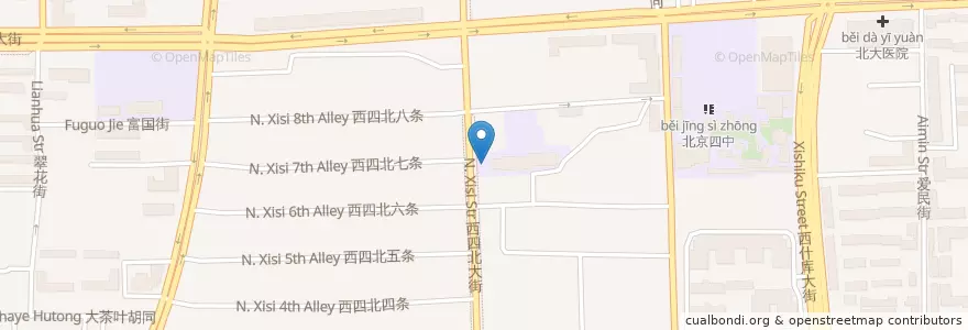 Mapa de ubicacion de Zhenglong zhai veg en China, Beijing, Hebei, 西城区.