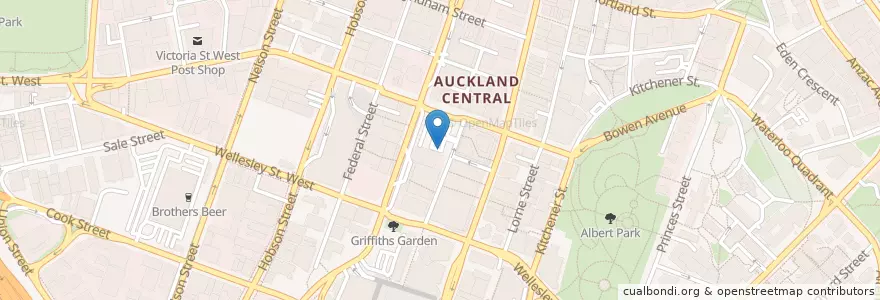 Mapa de ubicacion de Auckland Night Market en Nouvelle-Zélande, Auckland, Waitematā.