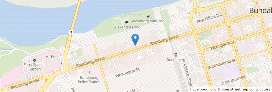 Mapa de ubicacion de Bundaberg Aqua Scuba en Australia, Queensland, Bundaberg Region.