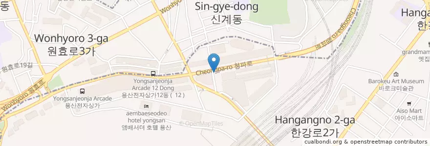 Mapa de ubicacion de 공중전화 en 대한민국, 서울, 용산구, 한강로동.