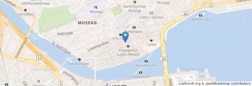 Mapa de ubicacion de Down Town en Switzerland, Luzern, Lucerne.