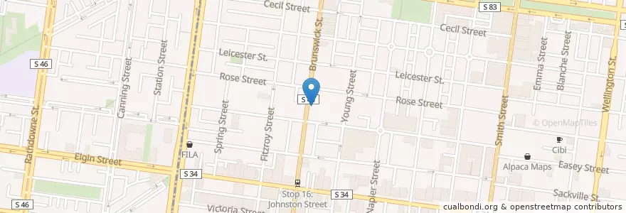 Mapa de ubicacion de Joe's Garage en Australië, Victoria, City Of Yarra.