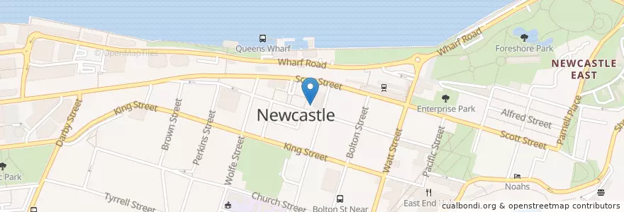 Mapa de ubicacion de Blue Kahunas en Australië, Nieuw-Zuid-Wales, Newcastle City Council, Newcastle-Maitland.