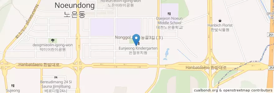 Mapa de ubicacion de Yean Global Church en 대한민국, 대전, 유성구, 노은동, 온천동.