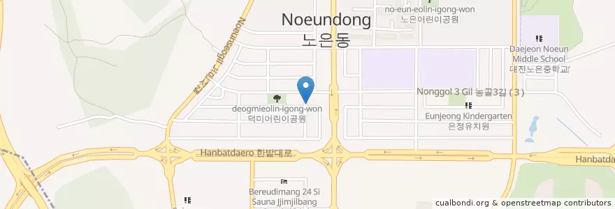 Mapa de ubicacion de 송은 교회 en Республика Корея, Тэджон, 유성구, 노은동, 온천동.