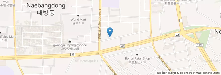 Mapa de ubicacion de 광주현대아파트우편취급국 en Südkorea, Jeollanam-Do, Gwangju, 서구.
