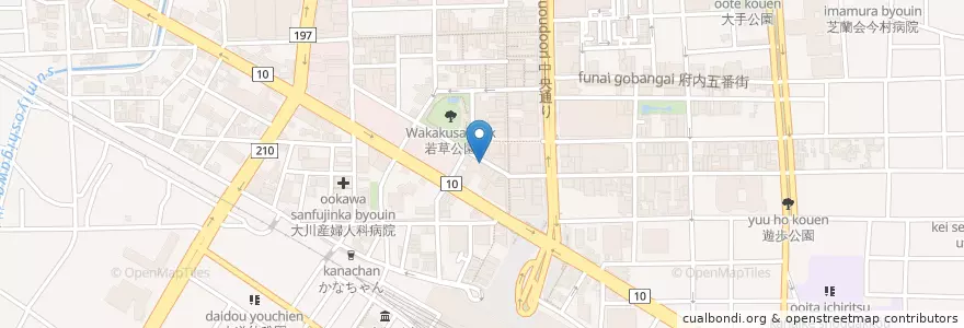Mapa de ubicacion de かみ風船 (Kami Fusen) en Japón, Prefectura De Ōita, 大分市.
