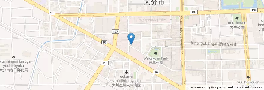 Mapa de ubicacion de 味来軒 en 日本, 大分県, 大分市.