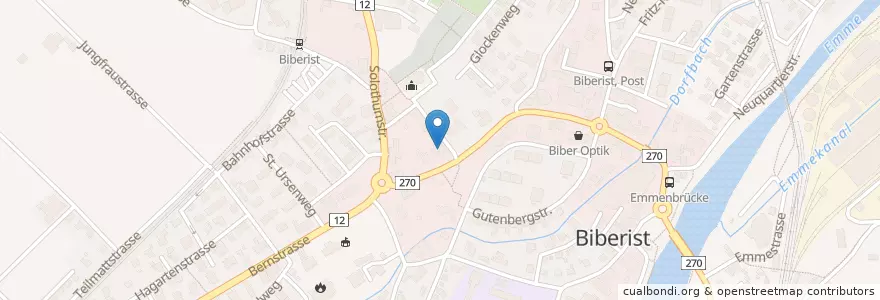 Mapa de ubicacion de Gemeindebibliothek en スイス, Solothurn, Amtei Bucheggberg-Wasseramt, Bezirk Wasseramt, Biberist.