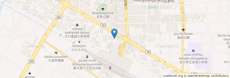 Mapa de ubicacion de ふくやラーメン en اليابان, 大分県, 大分市.