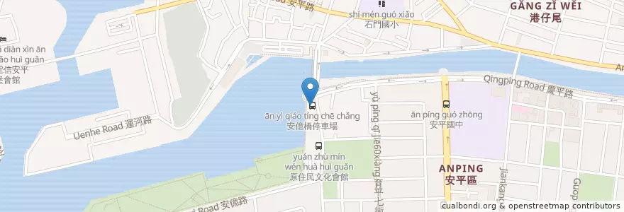 Mapa de ubicacion de 安億停車場站 en Тайвань, Тайнань, 安平區.