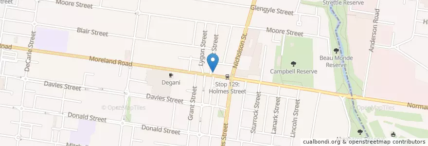 Mapa de ubicacion de Coburger en Austrália, Victoria, City Of Moreland.