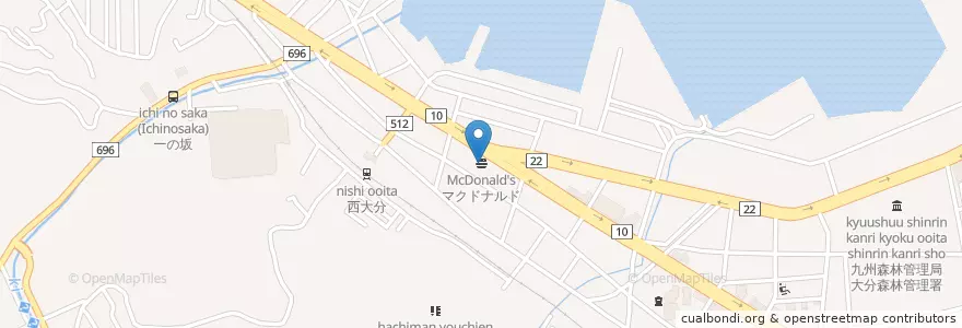 Mapa de ubicacion de マクドナルド en Japón, Prefectura De Ōita, 大分市.