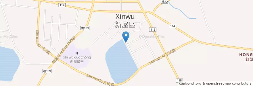 Mapa de ubicacion de 新福二路大仁街口 en تایوان, 桃園市, 新屋區.