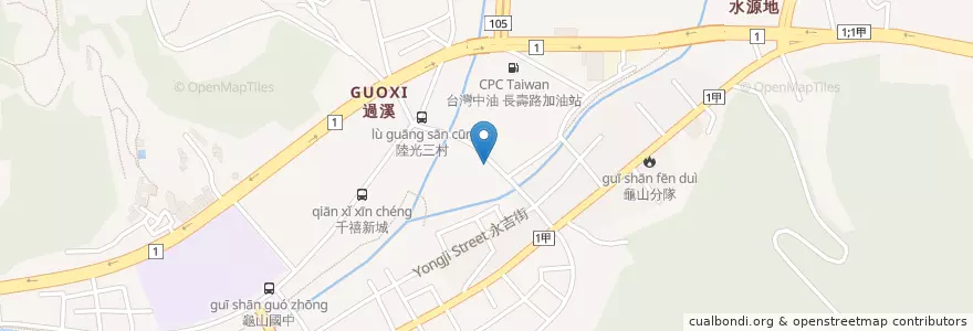 Mapa de ubicacion de 龜山中正公園 en 타이완, 타오위안 시, 구이산 구.