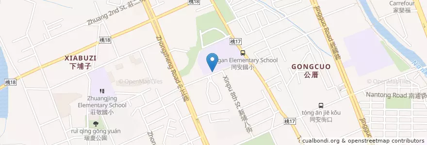Mapa de ubicacion de 同安國小 en 臺灣, 桃園市, 桃園區.