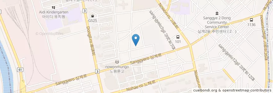 Mapa de ubicacion de 국민은행 en Korea Selatan, 서울, 노원구, 상계2동.