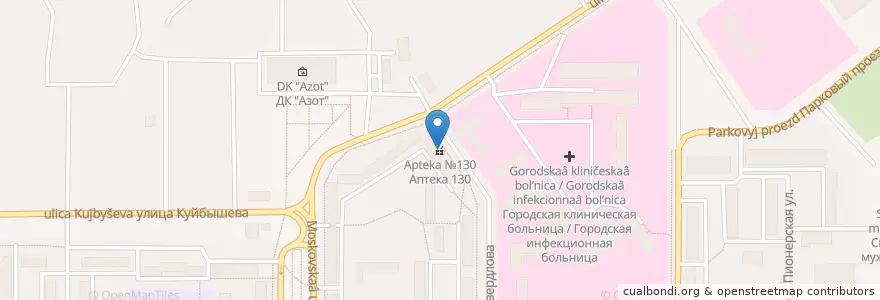 Mapa de ubicacion de Аптека №130 en Russia, Distretto Federale Centrale, Oblast' Di Tula, Городской Округ Новомосковск.