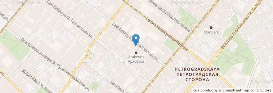 Mapa de ubicacion de Ателье Tapas&Bar en Russland, Föderationskreis Nordwest, Oblast Leningrad, Sankt Petersburg, Petrograder Rajon.