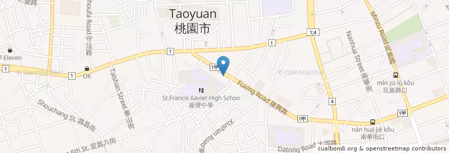 Mapa de ubicacion de 小廚師牛肉麵專賣 en 臺灣, 桃園市, 桃園區.